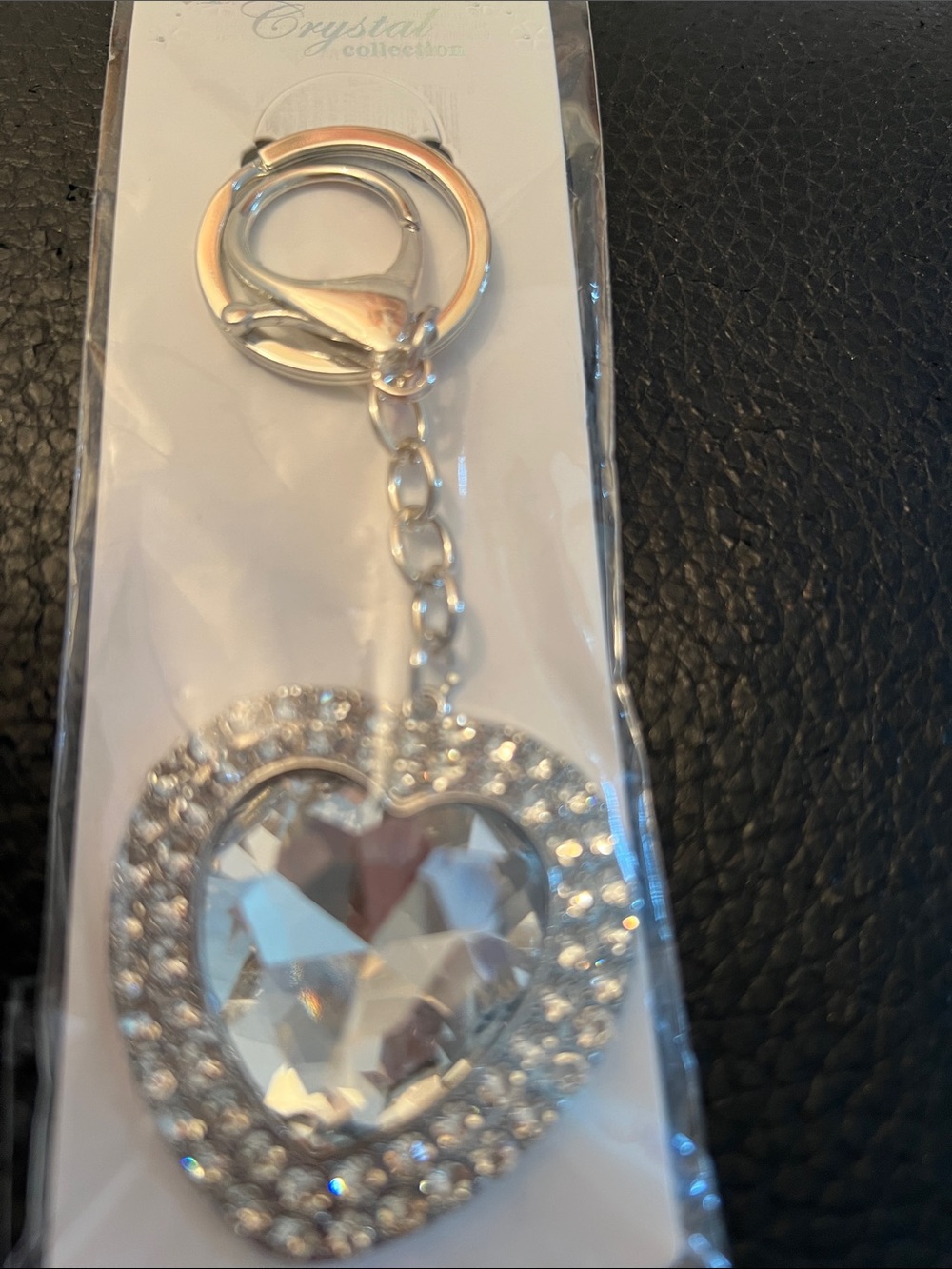 Crystal Heart Keyring Keychain - Silver Clear